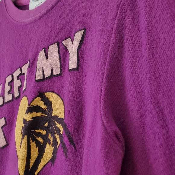 Wildfox Kids Purple Soft Cozy Graphic Sweater Sweatshirt Beach Palm Trees NWT - Picture 5 of 13
